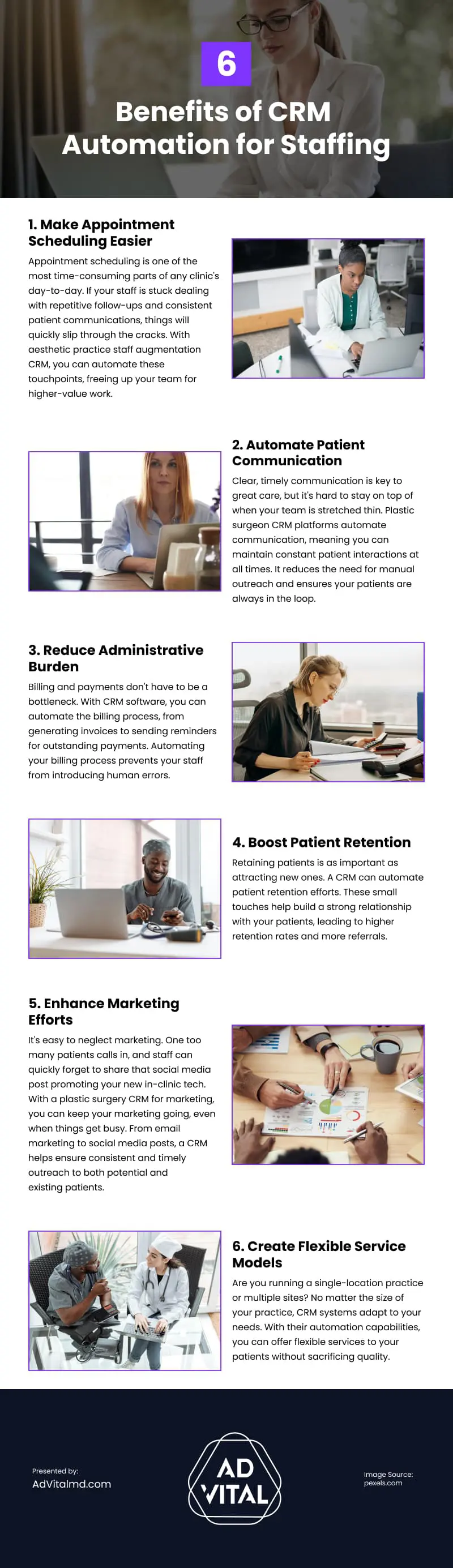 6 Benefits of CRM Automation for Staffing Infographic